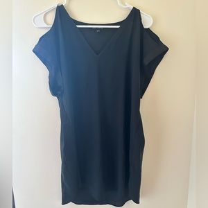 Black T-Shirt Blouse with Shoulder Cutouts